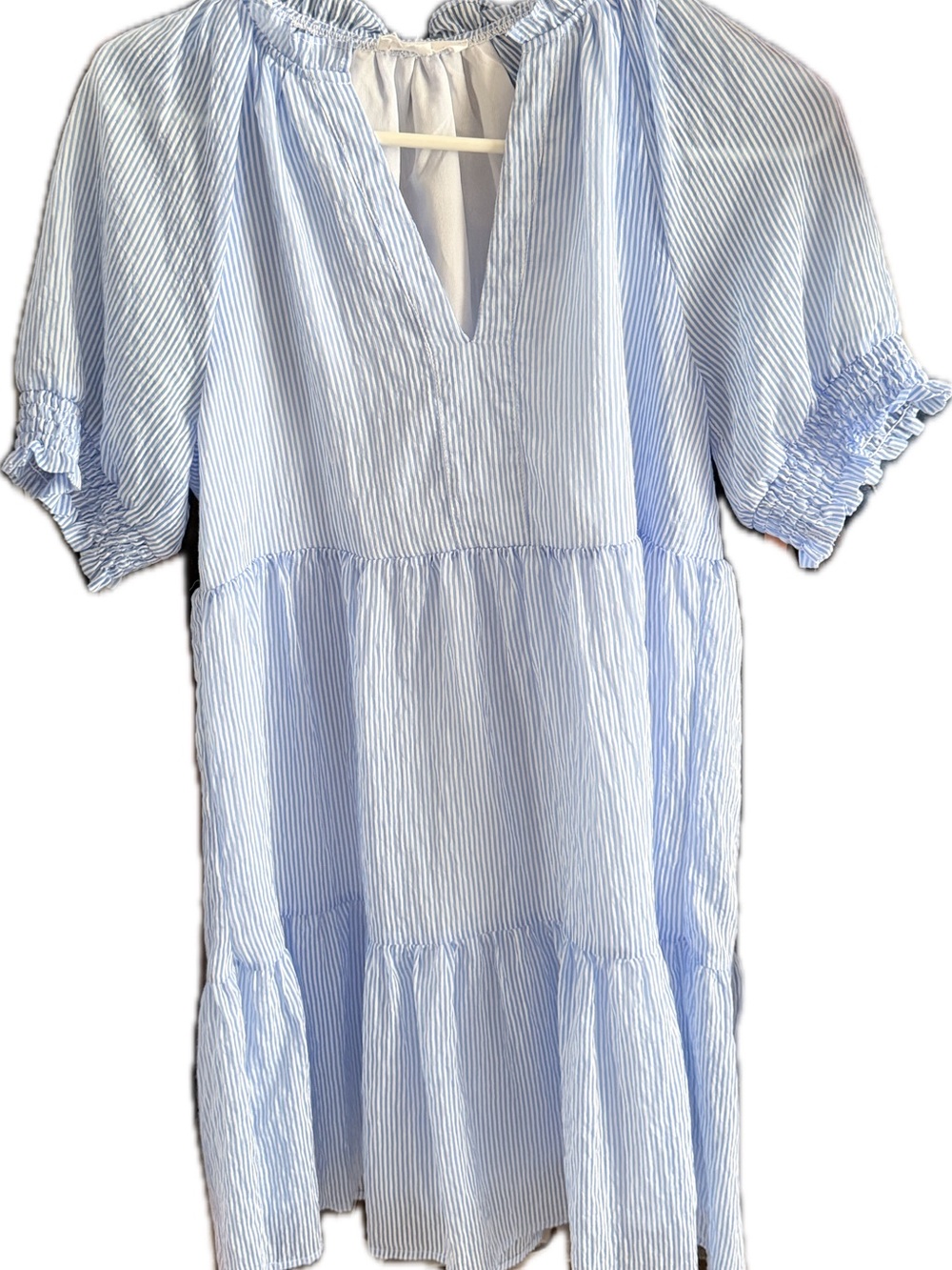 THML Light Blue & White Striped Smocked Sleeve Tunic
